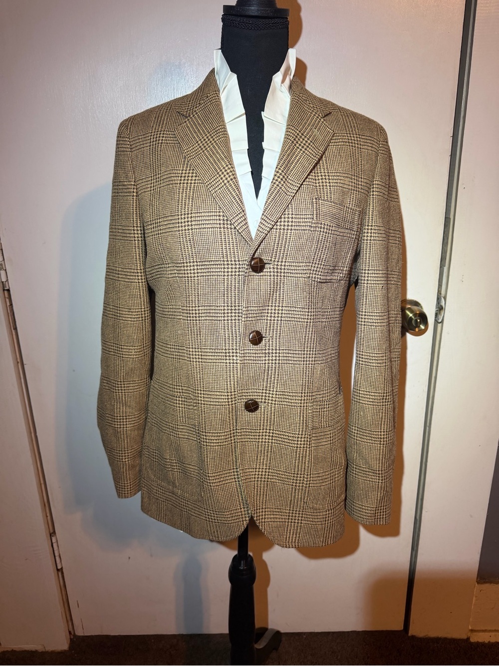 Polo Ralph Lauren Made In Italy Wool Silk Glen Plaid Blazer Equestrian Womens